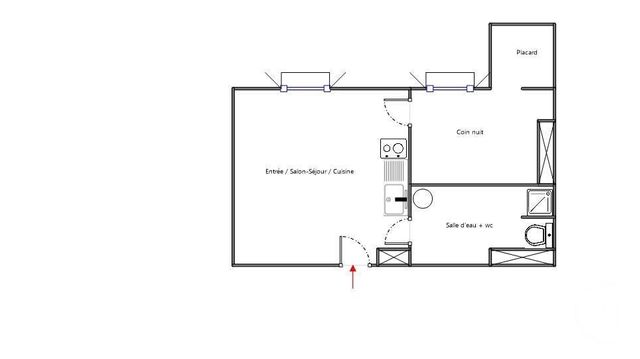 Appartement F1 bis à louer - 2 pièces - 23.29 m2 - MARSEILLE - 13006 - PROVENCE-ALPES-COTE-D-AZUR - Century 21 La Plaine